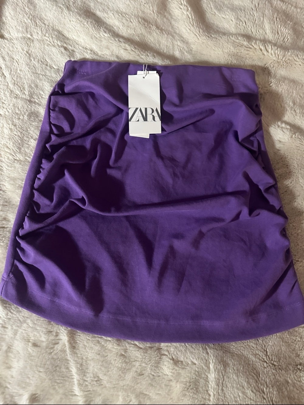 Zara Vibrant Purple Ruched Mini Skirt